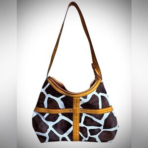 Attention Brown and White Shoulder Bag